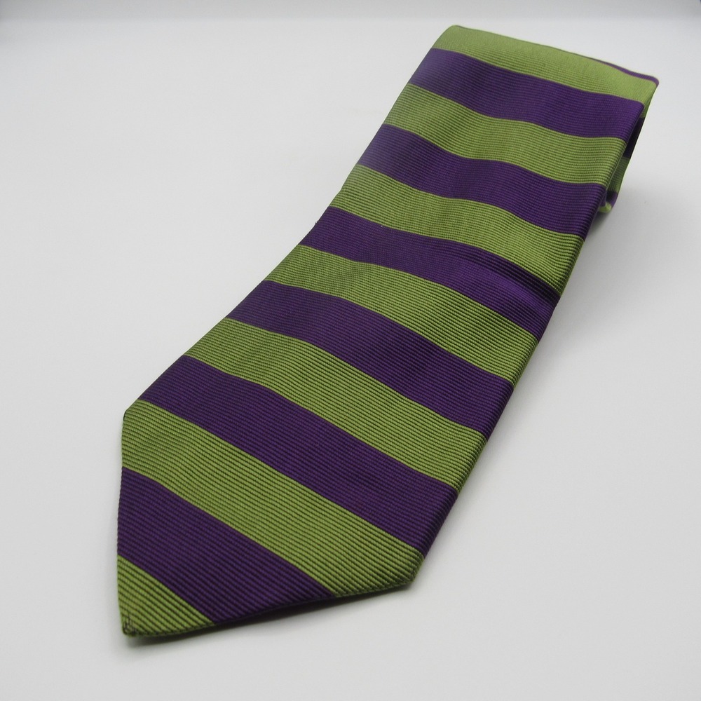 Brooks Brothers Silk Tie Mens OS Purple Green Excellent Repp Stripe USA Made